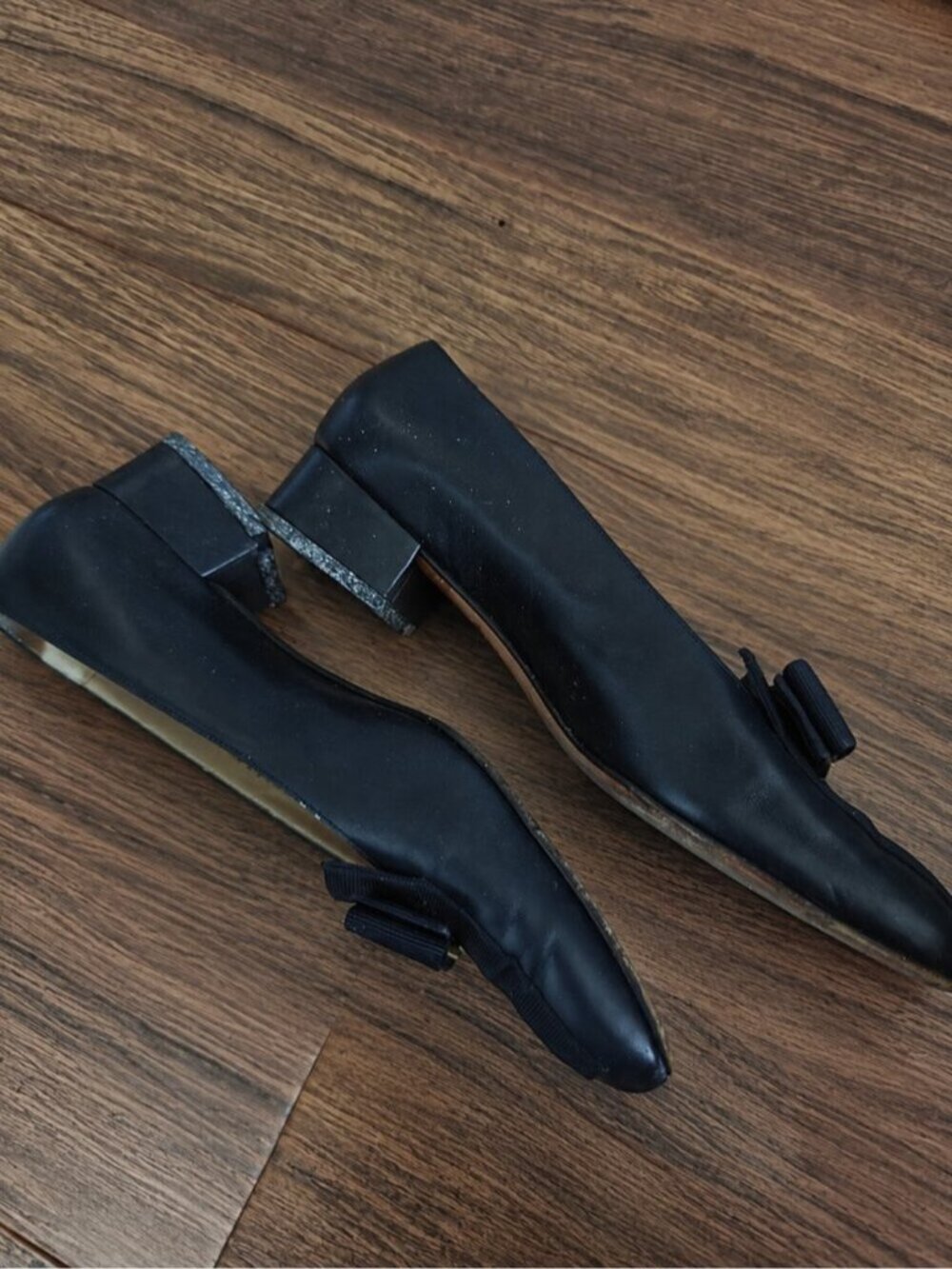 Salvatore Ferragamo Vara Bow Oxford Loafers Navy Black Gold 36 US 5 0780 - Picture 5 of 11